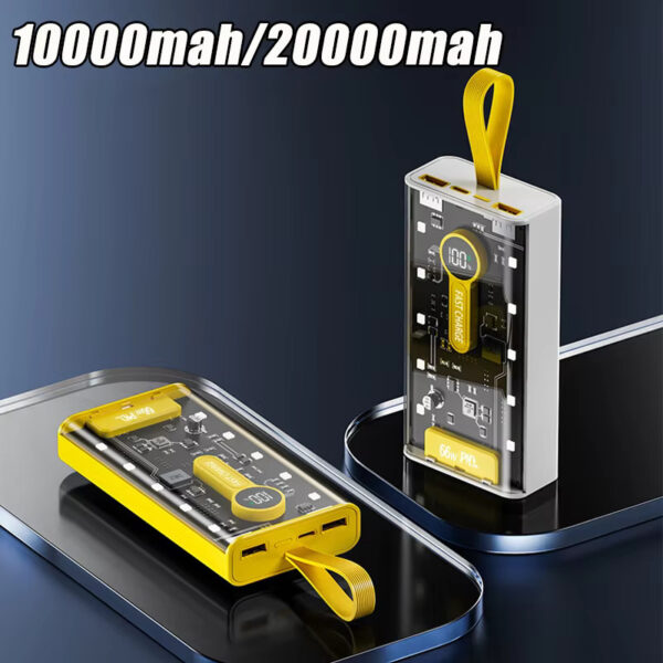 20000mAh 66W Fast Charging Transparent Power Bank