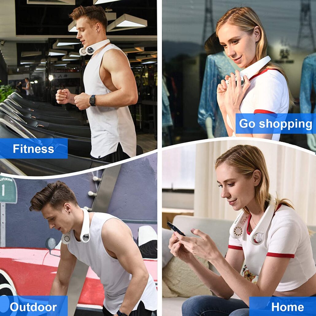 Mini Bladeless Neck Fan – USB Rechargeable 3-Speed Cooling